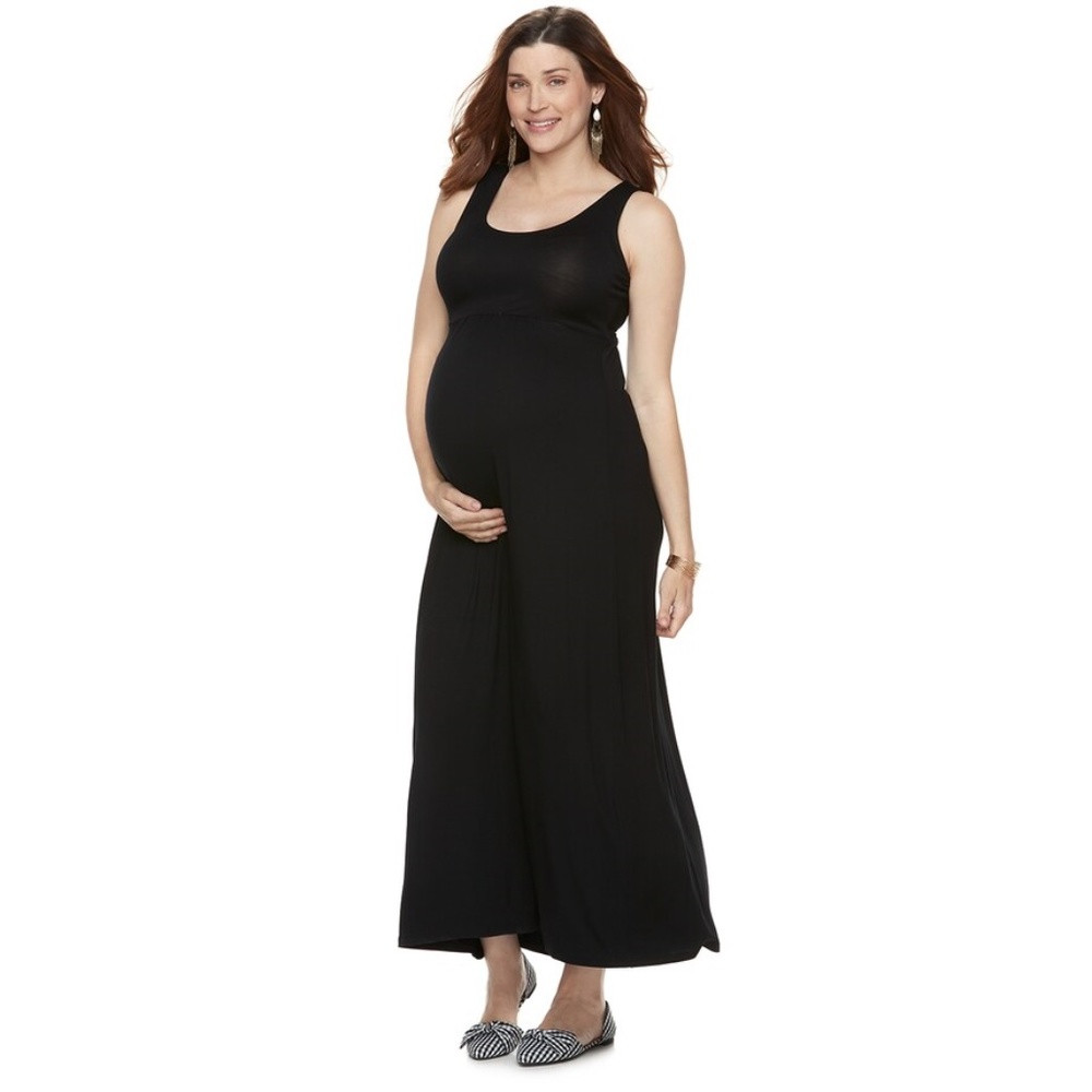 Maternity Maxi Dress Solid Black XS